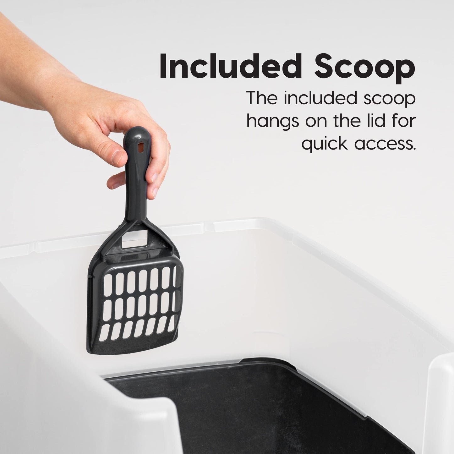 IRIS USA Large Cat Litter Boxes, Open Top High Sided Pan w/Scoop, Black 🍁 All In One Marketplace Canada