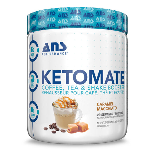 ANS Performance Ketomate Coffee Creamer with MCT Oil Powder – Caramel Macchiato, Sugar-Free, Keto-Friendly Beverage Mix, 20 Servings (293g / 10.3 oz)