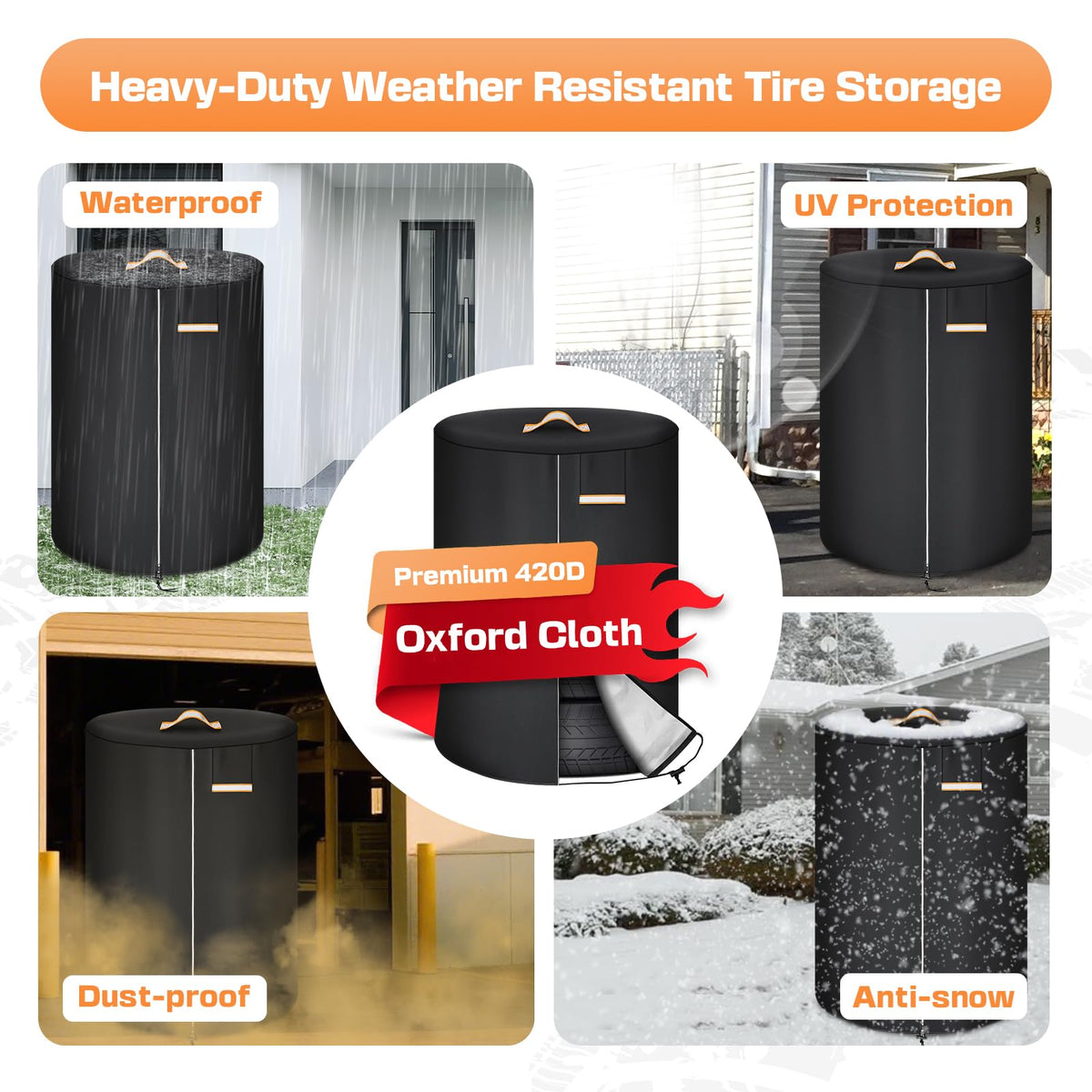2 Pack Tire Covers for Storage, Tire Storage Bag with Reflective Stripe for Nitghttime Protection, Waterproof Winter Tire Covers for Storage Set of 4 Outdoor for Trucks, Fit 30 Inch Tires in Diameter 🍁 All In One Marketplace Canada