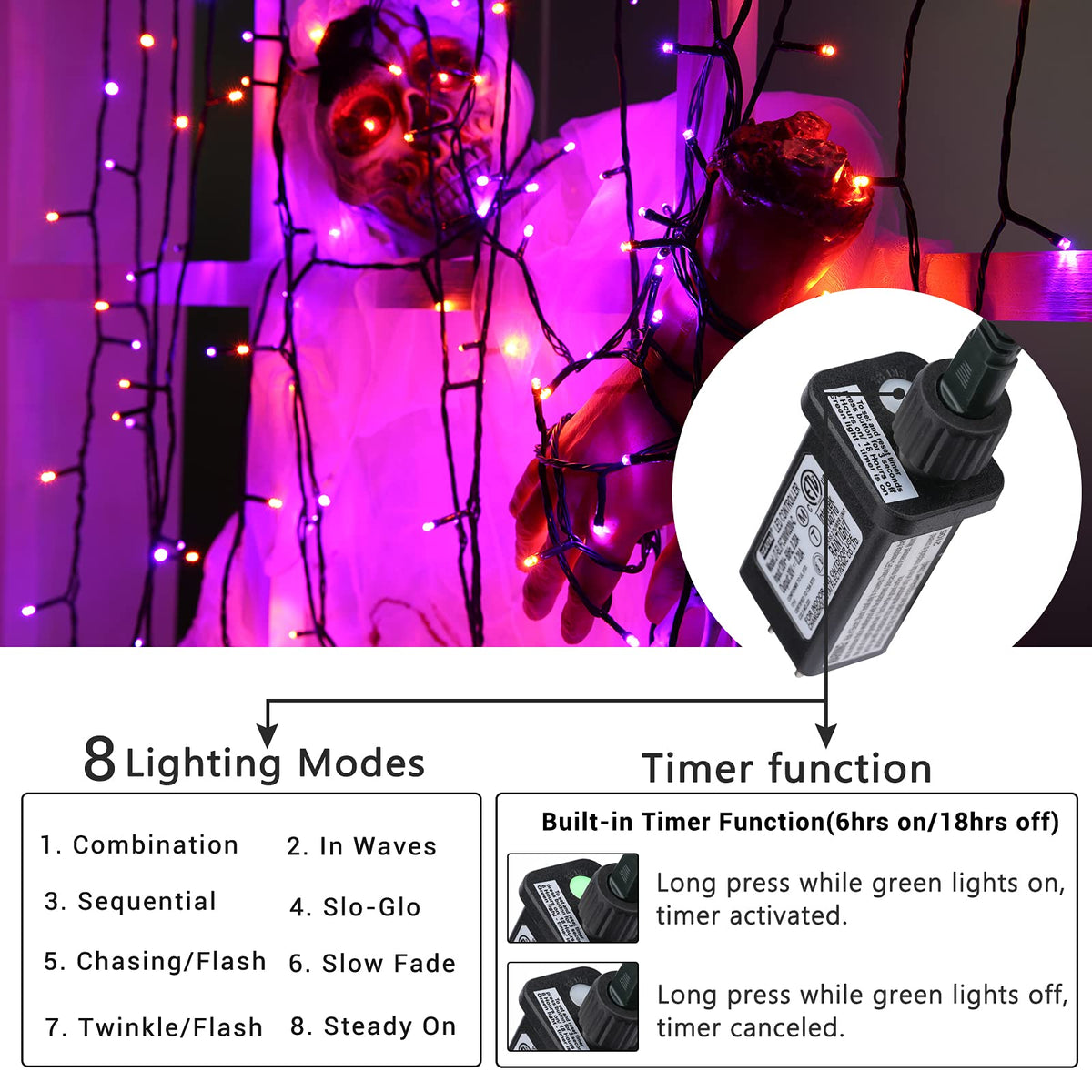 Toodour Orange & Purple Halloween Lights, 82ft Halloween String Lights 🍁 All In One Marketplace Canada