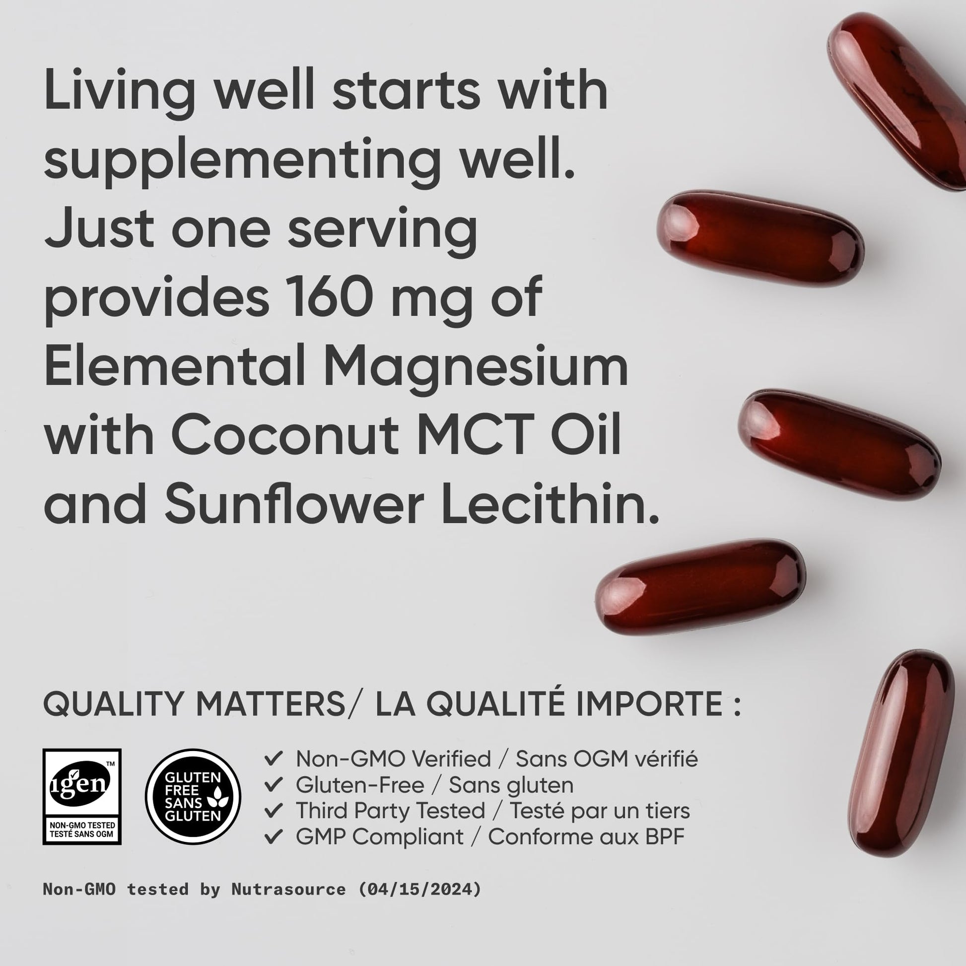 Sports Research® Magnesium Glycinate - Supports Bone Development & Muscle Function | 160mg of Chelated Elemental Magnesium w/Coconut MCT Oil | Non-GMO, Gluten & Soy Free - Liquid Softgels | 60 Count - Available at All In One Marketplace Canada