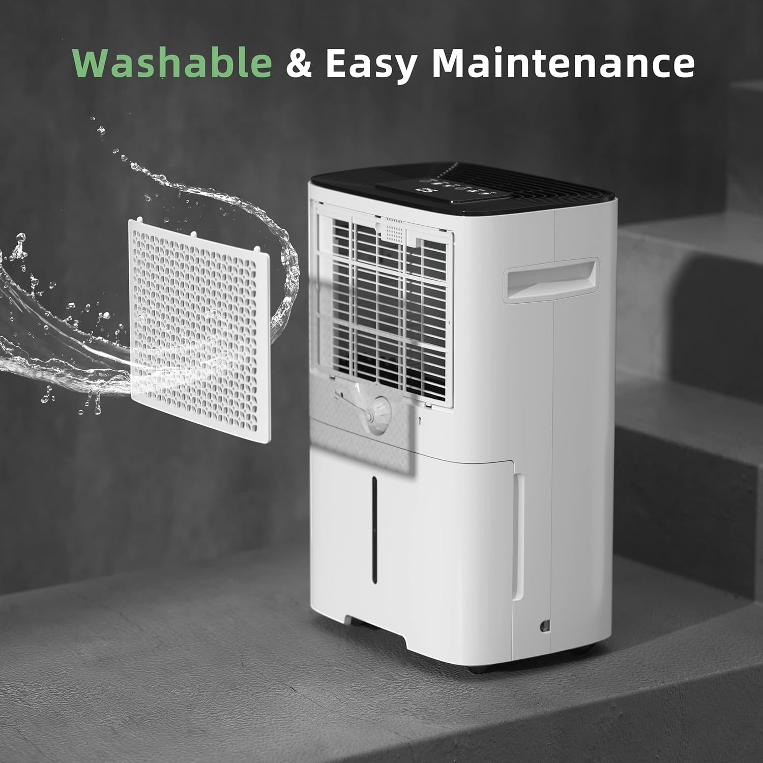 HOGARLABS 34 Pint Smart Dehumidifiers for Home and Basements, with 3 Working Modes, Overflow Protection, and Auto Shut off Restart. Ultra Silent Dehumidifier with Drain Hose and Digital Control Panel. - Available at All In One Marketplace Canada