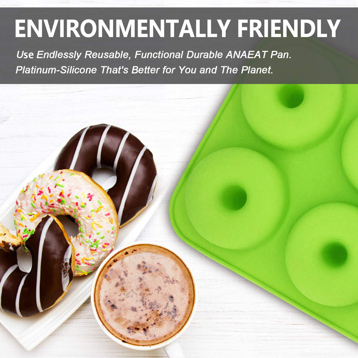 Anaeat 3 Pack Donut Pan Silicone Baking Mold, Just Pop Out! Non-Stick Doughnuts Baking Pans for 6 Full-Size Donuts, Muffins, Cake Biscuit Bagels - Easy Clean, Oven, Dishwasher Safe(Multicolor) 🍁 All In One Marketplace Canada