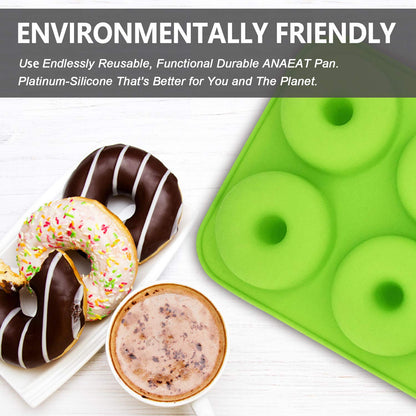 Anaeat 3 Pack Donut Pan Silicone Baking Mold, Just Pop Out! Non-Stick Doughnuts Baking Pans for 6 Full-Size Donuts, Muffins, Cake Biscuit Bagels - Easy Clean, Oven, Dishwasher Safe(Multicolor) 🍁 All In One Marketplace Canada