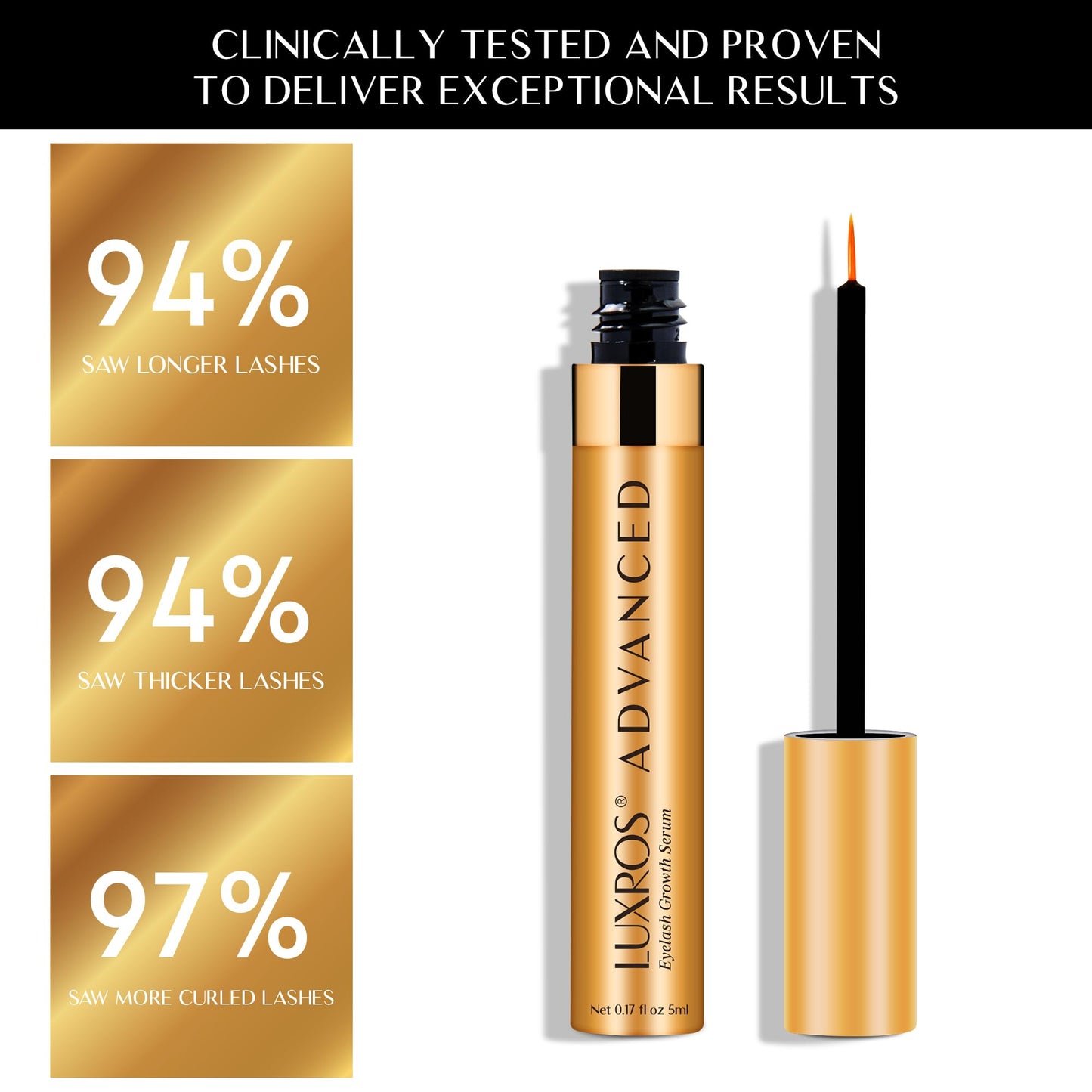 LUXROS Eyelash Serum 5 mL, Eyelash Enhancer Serum for Longer, Thicker Healthier Lashes, Made in USA, 5mL 6 Month Supply - Available at All In One Marketplace Canada