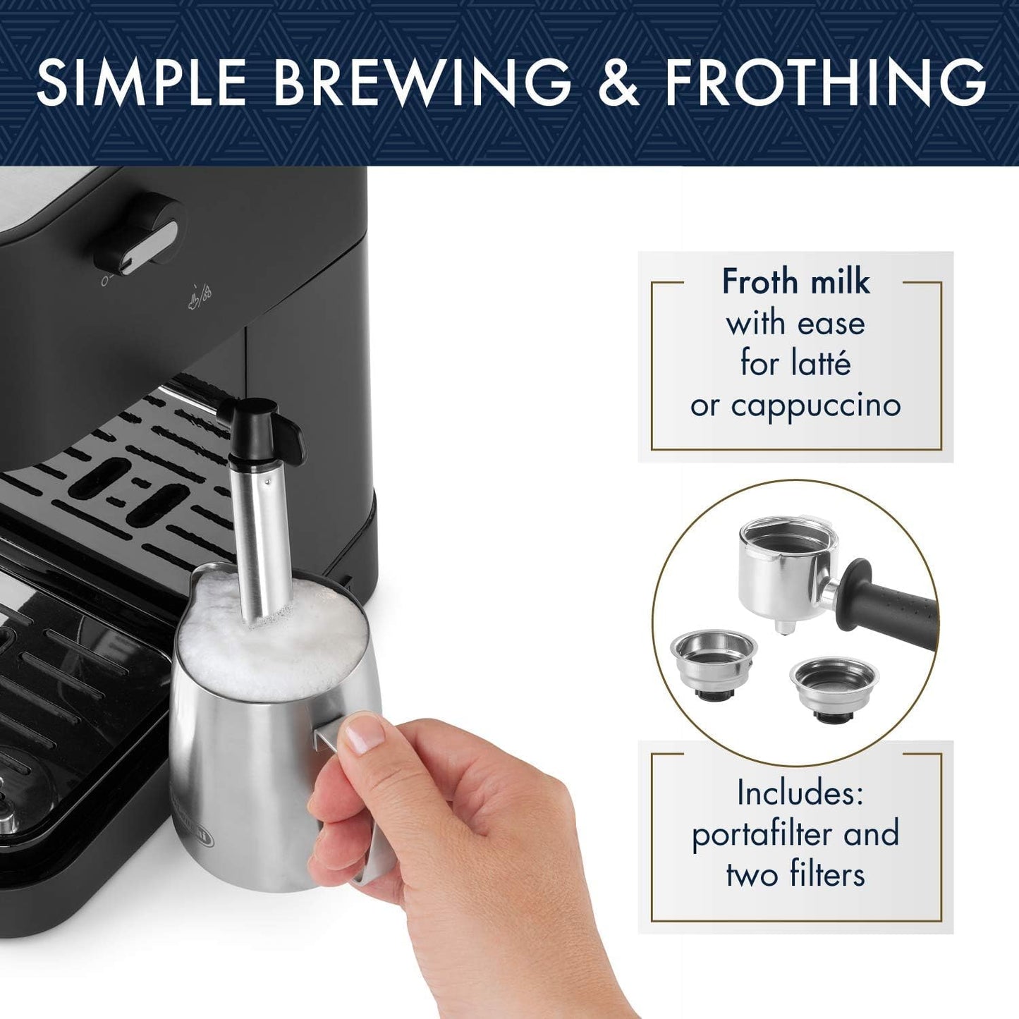 De'Longhi Stilosa Compact Manual Espresso Machine, Milk Frother De'Longhi