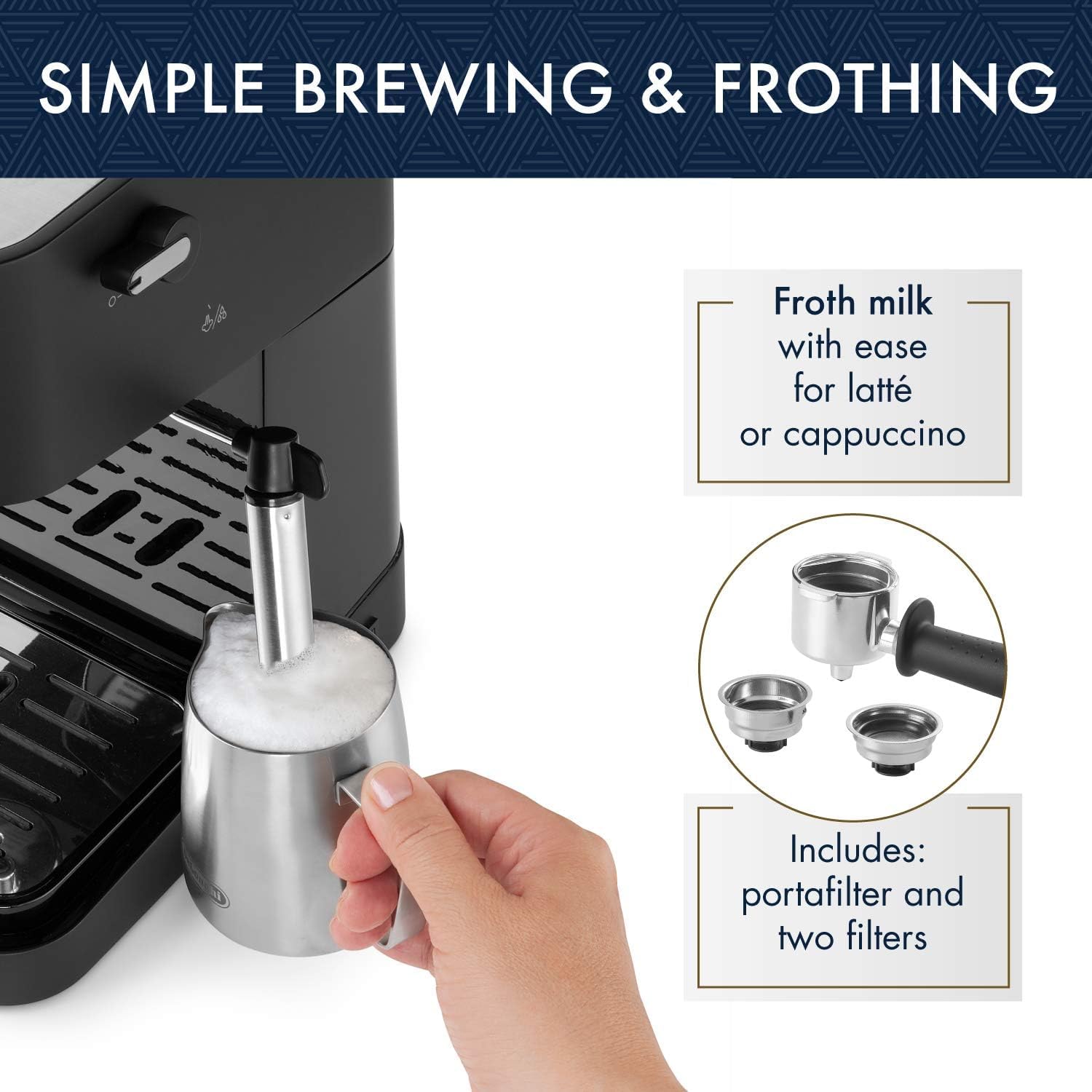 De'Longhi Stilosa Compact Manual Espresso Machine, Milk Frother De'Longhi
