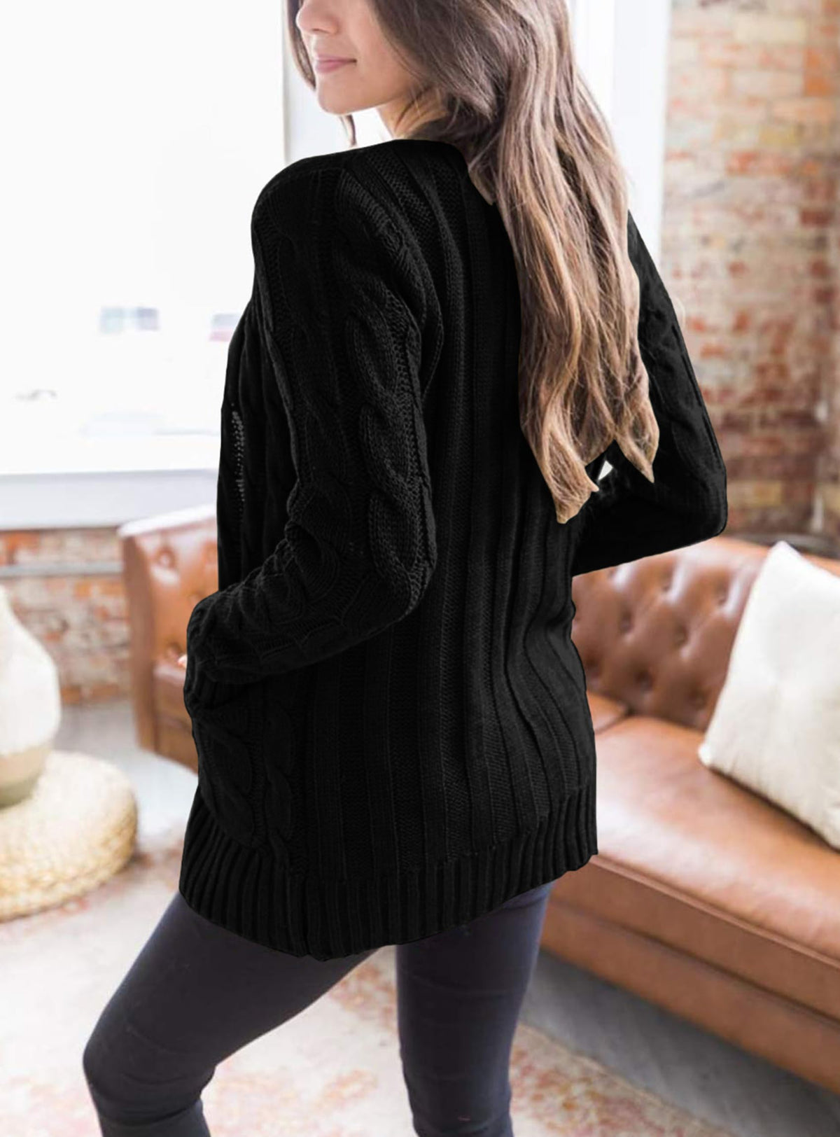 PRETTYGARDEN Women's Cable Knit Cardigan Sweaters Fall(Black,M) 🍁 All In One Marketplace Canada