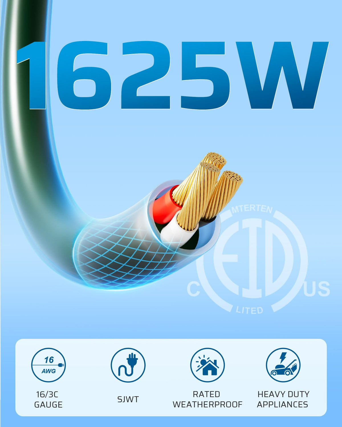 DEWENWILS 25FT (7’+6’*3) Outdoor Extension Cord with 3 Outlets, Evenly Spaced 3 Outlets Plugs with Cover, Weatherproof SJTW 16/3 Wire for Outdoor String Lights and Holiday Decorations, 1 Pack, Green 🍁 All In One Marketplace Canada