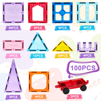 Palano Magnetic Tiles,100PCS Star Magnetic Building Blocks Toy for Ages 3+,Magnetic Tiles for Toddlers Gifts,Montessori Toys,STEM Toys Christmas Toy Gift for Kids Boys and Girls 🍁 All In One Marketplace Canada