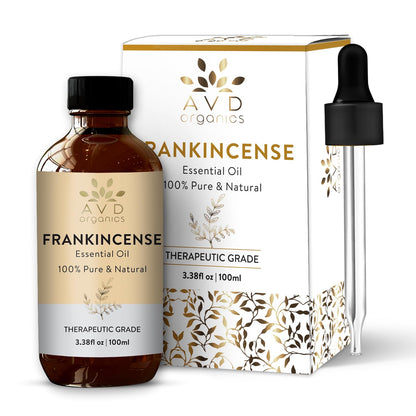 AVD Organics Frankincense Essential Oil 100ml | 100% Pure & Natural Frankincense Oil for Face, Hair | Woody & Earthy Aroma for Diffusers, Soaps & Candles | 3.38 fl. oz