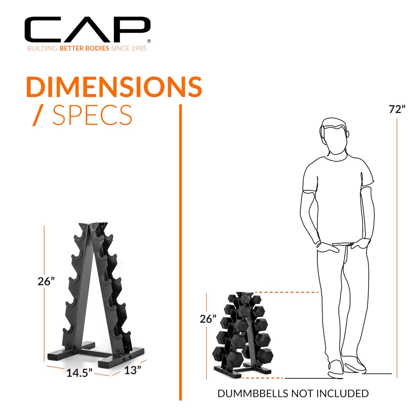 CAP Barbell A-Frame Dumbbell Hand Weight Vertical Storage Rack - Carbon