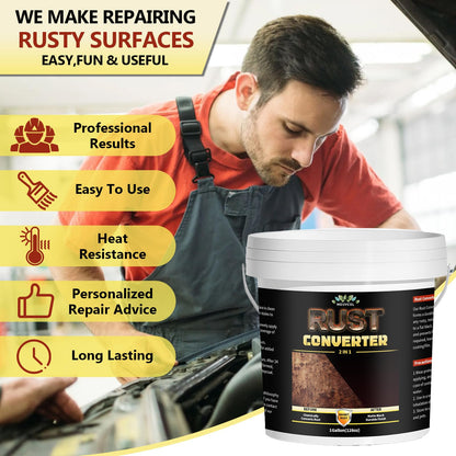 Meuvcol 2-in-1 Rust Converter & Metal Primer, 35 Floz Black Rust Remover Paint For Metal, Ultra Automotive Rust Reformer & Seal, Long-Lasting Rust Preventative Coating, Rust Inhibitor Repair Kit