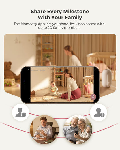 Momcozy Smart WiFi Baby Monitor with Camera and Audio, 5" 1080P Screen with Wall Mount, Motion & Cry Detection, Safe Fence,Clear Night Vision, 5000mAh Battery, 2-Way Talk, Photo & Video Recording,BM04 - Available at All In One Marketplace Canada