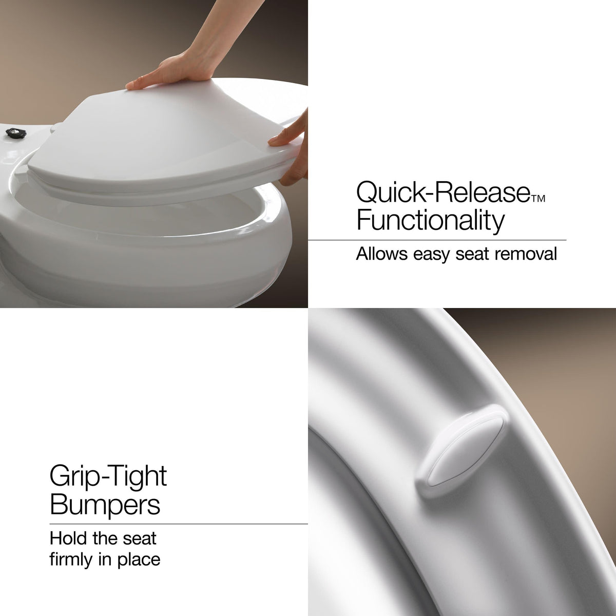 KOHLER Hyten Elevated Quiet-Close Round-Front Toilet Seat, White