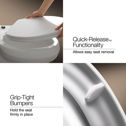 KOHLER Hyten Elevated Quiet-Close Round-Front Toilet Seat, White