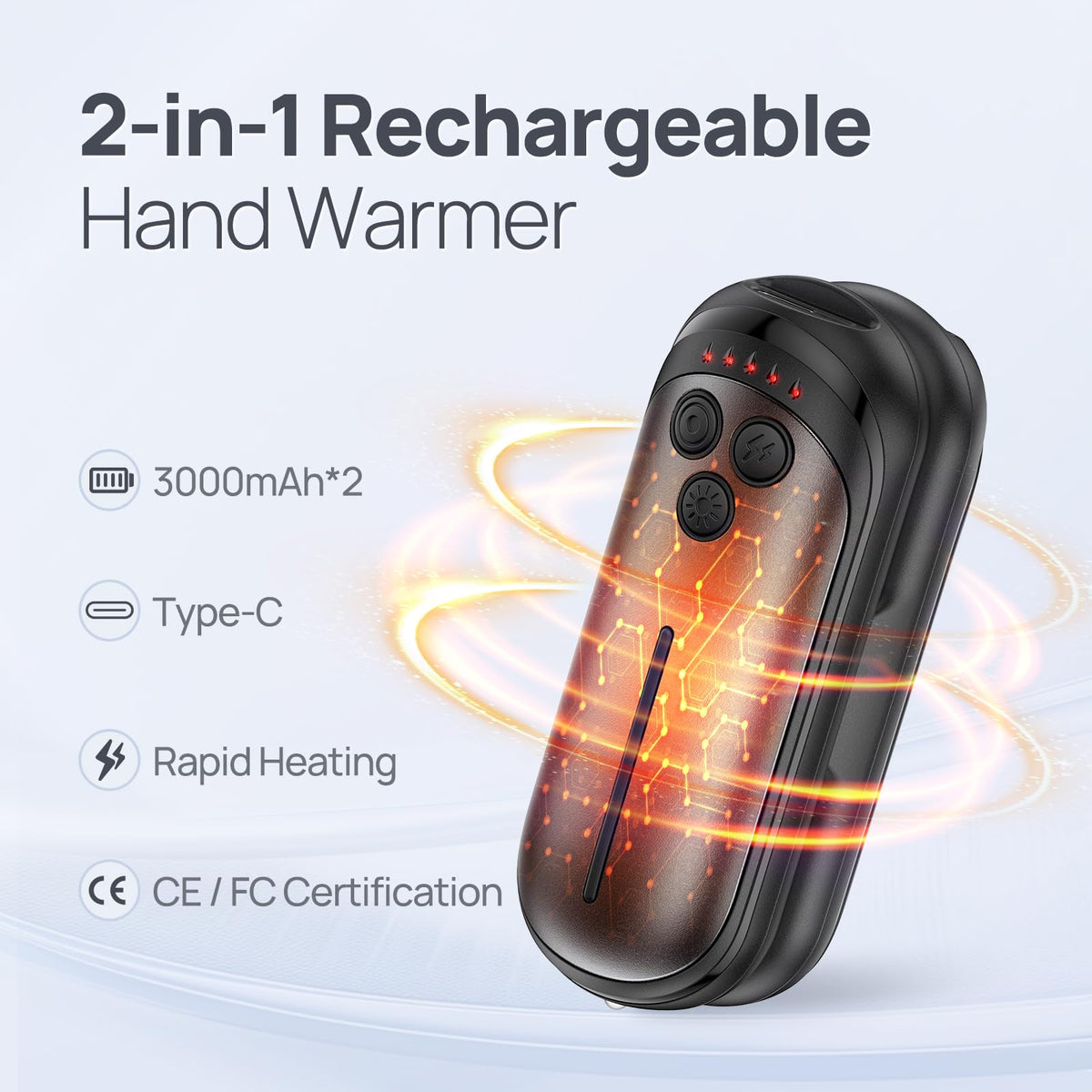 DeeKom Rechargeable Hand Warmers 2 Pack, 6000mAh Electric Hand Warmer Rechargeable, 2 in 2 Portable Hand Warmers with AI Smart Chips, Outdoor, Hunting, Camping for Family for Christmas 🍁 All In One Marketplace Canada