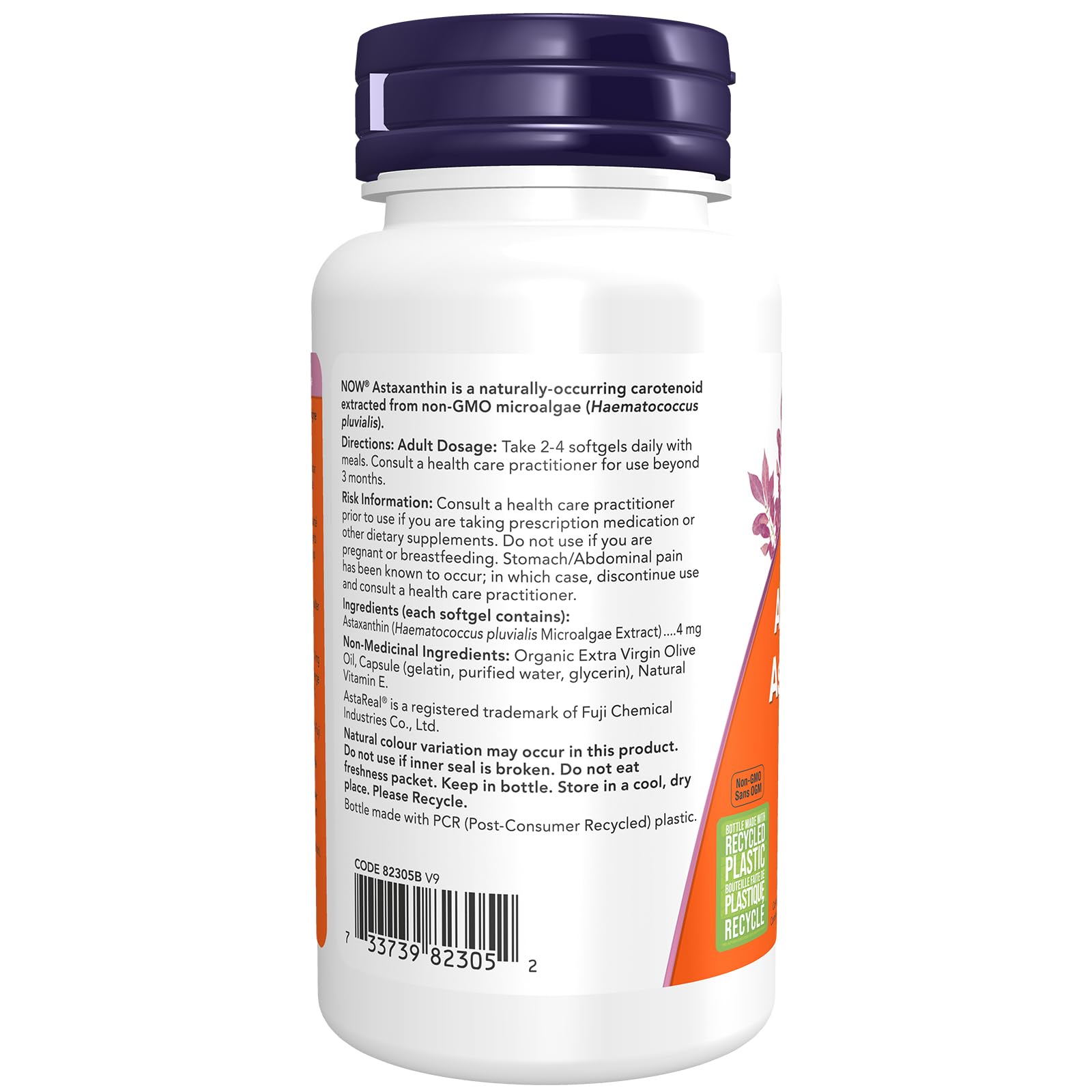 NOW Supplements, Astaxanthin 4 mg derived from Non-GMO Haematococcus Pluvialis Microalgae and has naturally occurring Lutein, Canthaxanthin and Beta-Carotene, 90 Softgels NOW