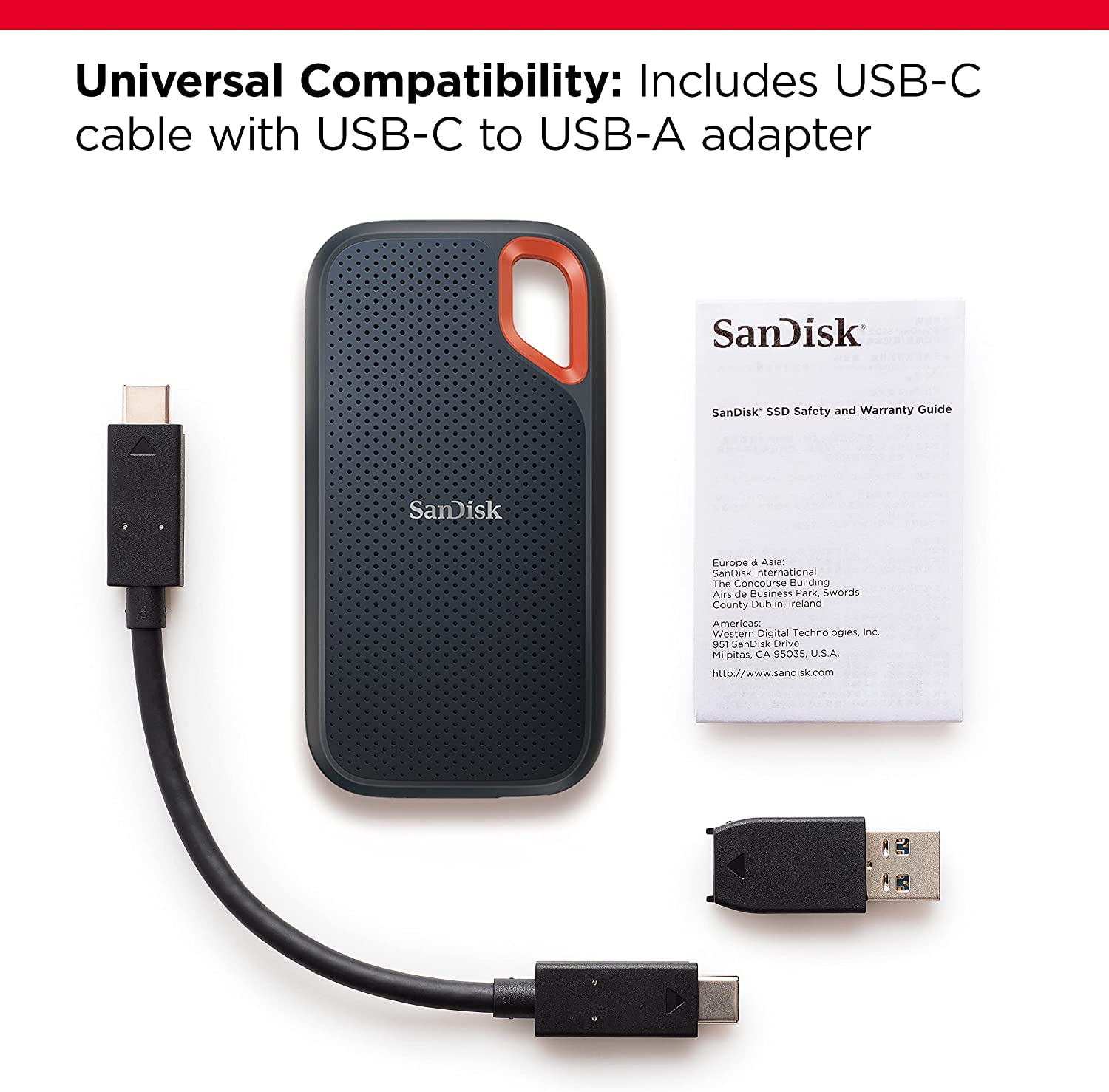 SANDISK 1TB Extreme Portable SSD (Old Model)- Up to 1050MB/s, USB-C, USB 3.2 Gen 2, IP65 Water and Dust Resistance, Updated Firmware - External Solid State Drive - SDSSDE61-1T00-G25 SanDisk