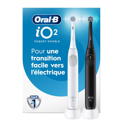 Oral-B iO2 Electric Toothbrush Twin Pack, for an Easy Switch to Electric, Black & White, Rechargeable Electric Toothbrushes, (2) iO Series 2 Power Toothbrushes and (2) Ultimate Clean Brush Heads 🍁 All In One Marketplace Canada