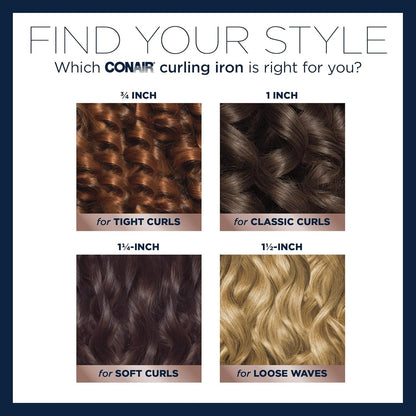 Conair Double Ceramic 1 1/2-Inch Curling Iron, 1 ½ inch barrel produces soft waves – for use on medium and long hair, Hair curler