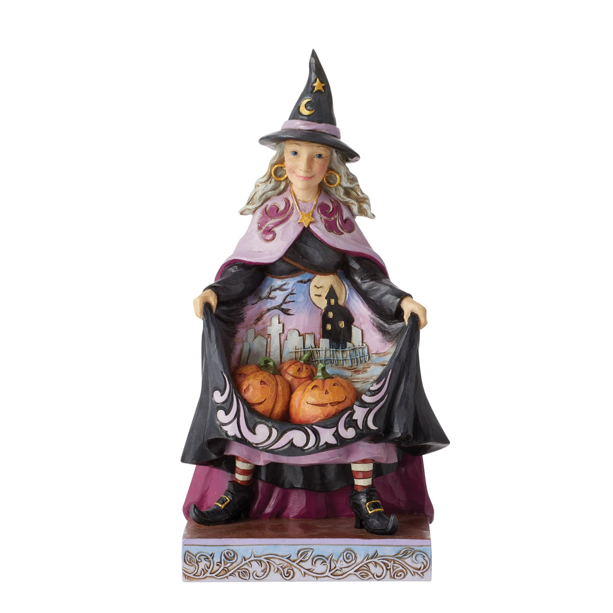 Enesco Jim Shore Heartwood Creek Halloween Witch with Pumpkin Skirt Scene Figurine, 8.27 Inch, Multicolor