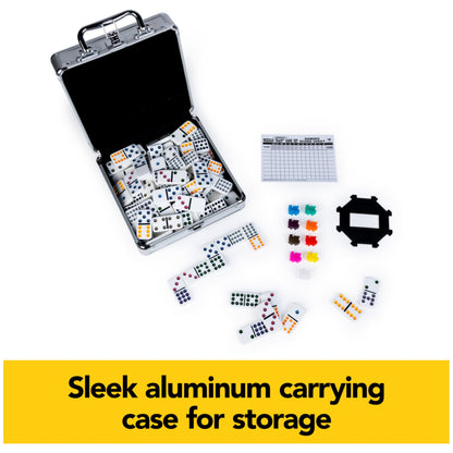 Spin Master Games, Mexican Train Dominoes Set in Aluminum Carry Case, Includes Colorful Trains for Fun-Filled Family Game Night, for Kids & Family, 2-8 Players, for Ages 8 & Up 🍁 All In One Marketplace Canada