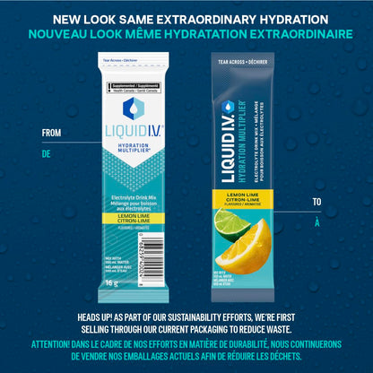 Liquid I.V. Hydration Multiplier Electrolyte Drink Mix - Enhanced Hydration Electrolyte Powder with Vitamins B3, B5, B6, B12 and C -18x On-the-go Sticks for Workout and Travel - Lemon Lime
