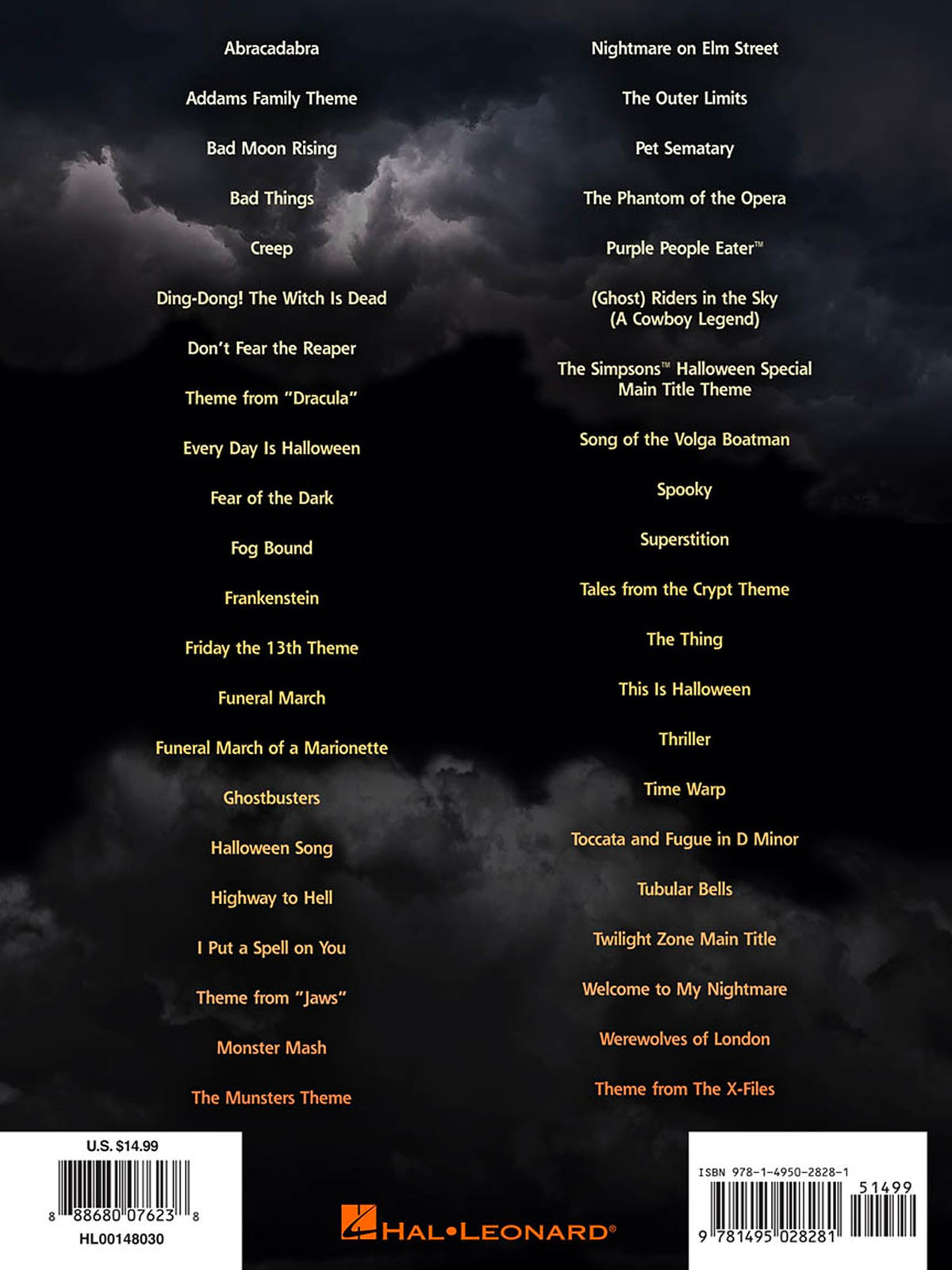 Chansons de guitare pour Halloween - 43 des plus funèbres succès arrangés pour guitare 6 cordes en notation et tablatures effrayantes | Partitions de guitare pour Halloween pour guitaristes rock et pop | Chansons effrayantes pour guitaristes 6 cordes