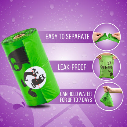 Pet N Pet Dog Poop Bags - USDA Certified 41% Plant-Based Doggy Poop Bags - Leak-Proof Sac Caca Chien Refill Rolls (1080 Count, Lavender Scented, Green)