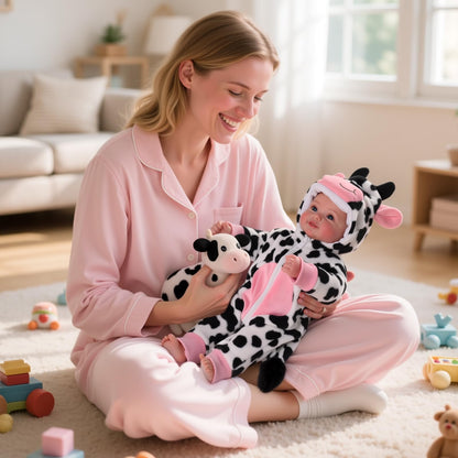 BABESIDE Baby Dolls, 17inch Large Realistic Soft Baby Doll with Cow Outfit 🍁 All In One Marketplace Canada