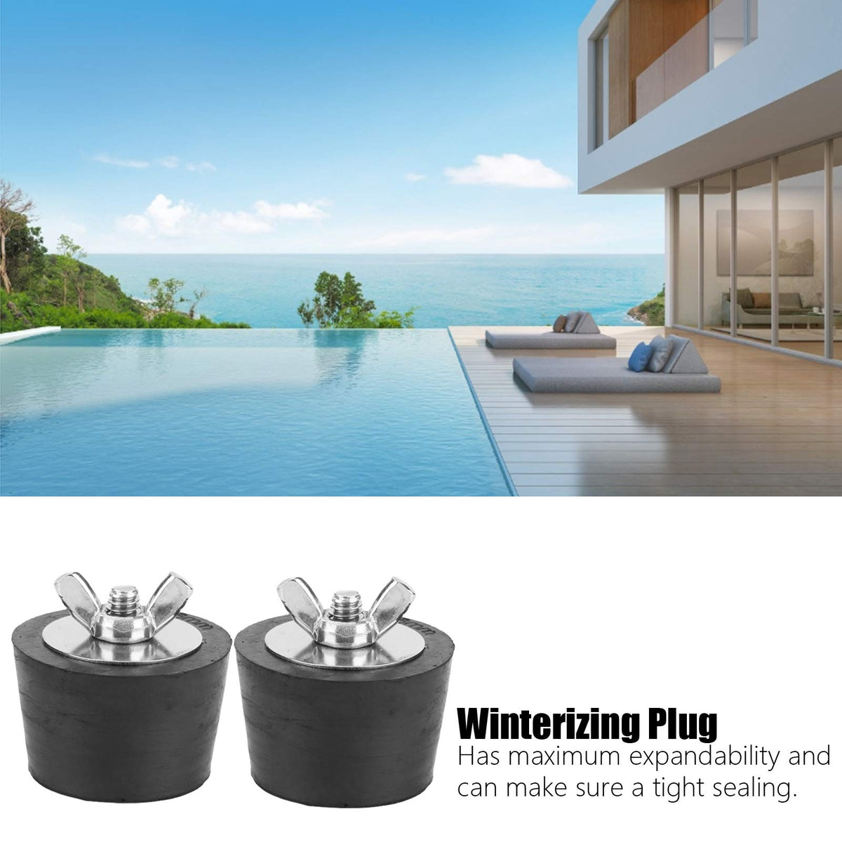 Winterizing Plug, 2PCS 1.5in Rubber Stopper Winter Plugs Swimming Pool Winter Expansion Plug, Heavy Duty Rubber Plugs with SS Screw Stainless Steel Bolts for Bathtub Spa Pipework Bathroom Sink Drains 🍁 All In One Marketplace Canada
