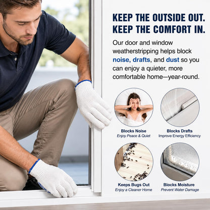 Weather Stripping Door Seal, 196 inch Wedge Seal Strip for Windows, PU Foam Tape Seals, Soundproofing, Insulation Strip for Winter, Door Gap Filler for Door Frame- White 🍁 All In One Marketplace Canada