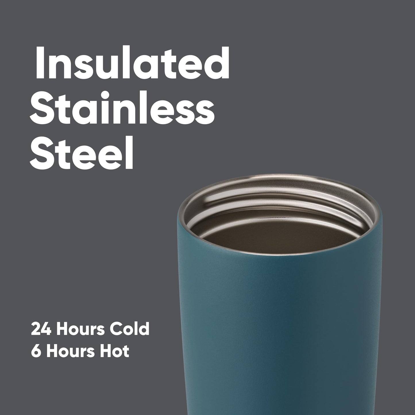 Owala SmoothSip Slider Insulated Stainless Steel Coffee Tumbler, Reusable Iced Coffee Cup, Hot Coffee Travel Mug, BPA Free 20 oz, High Dive