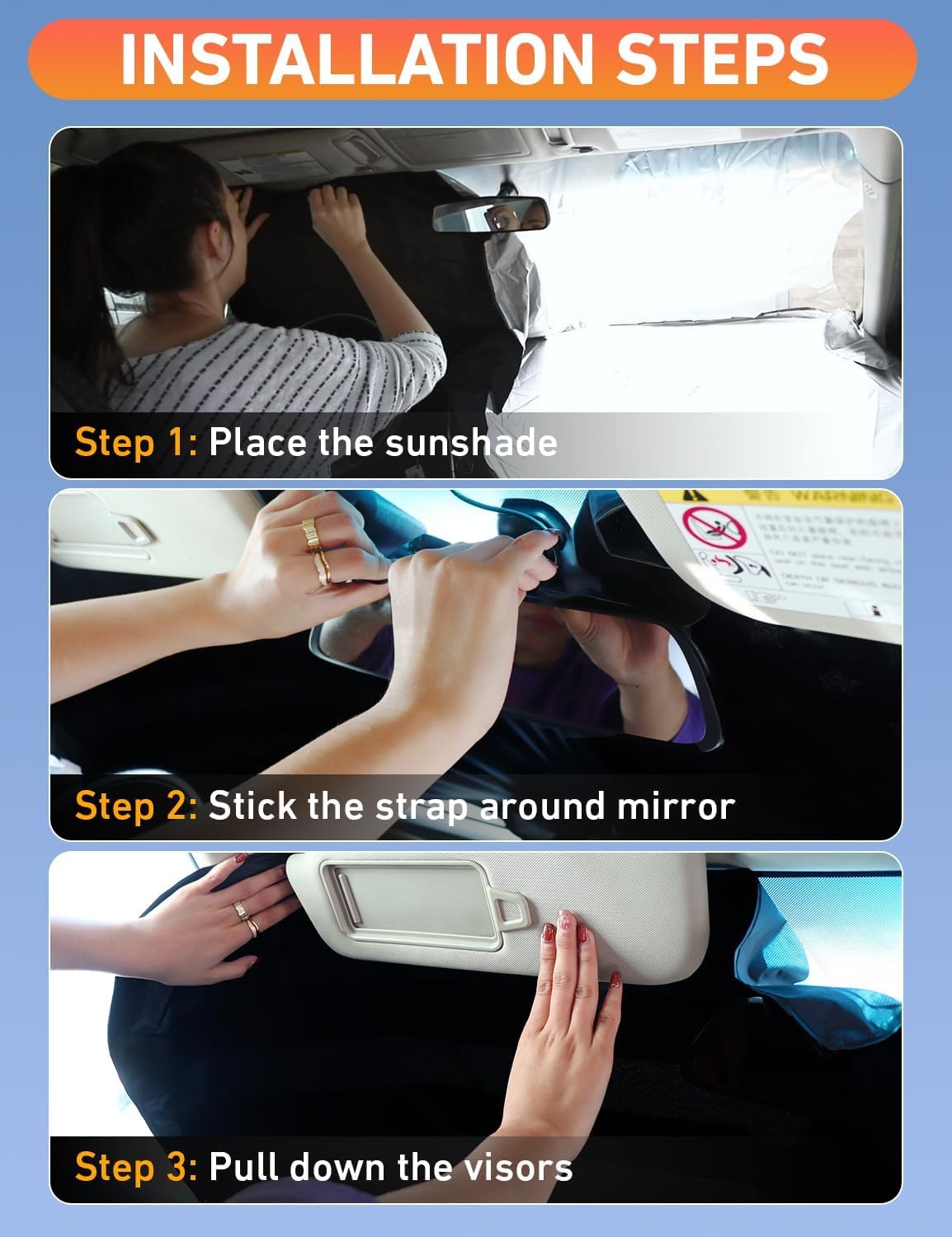 EcoNour Tesla Windshield Sunshade | 240T Polyester Shield for Model 3/Y | Superior UV & Heat Protection