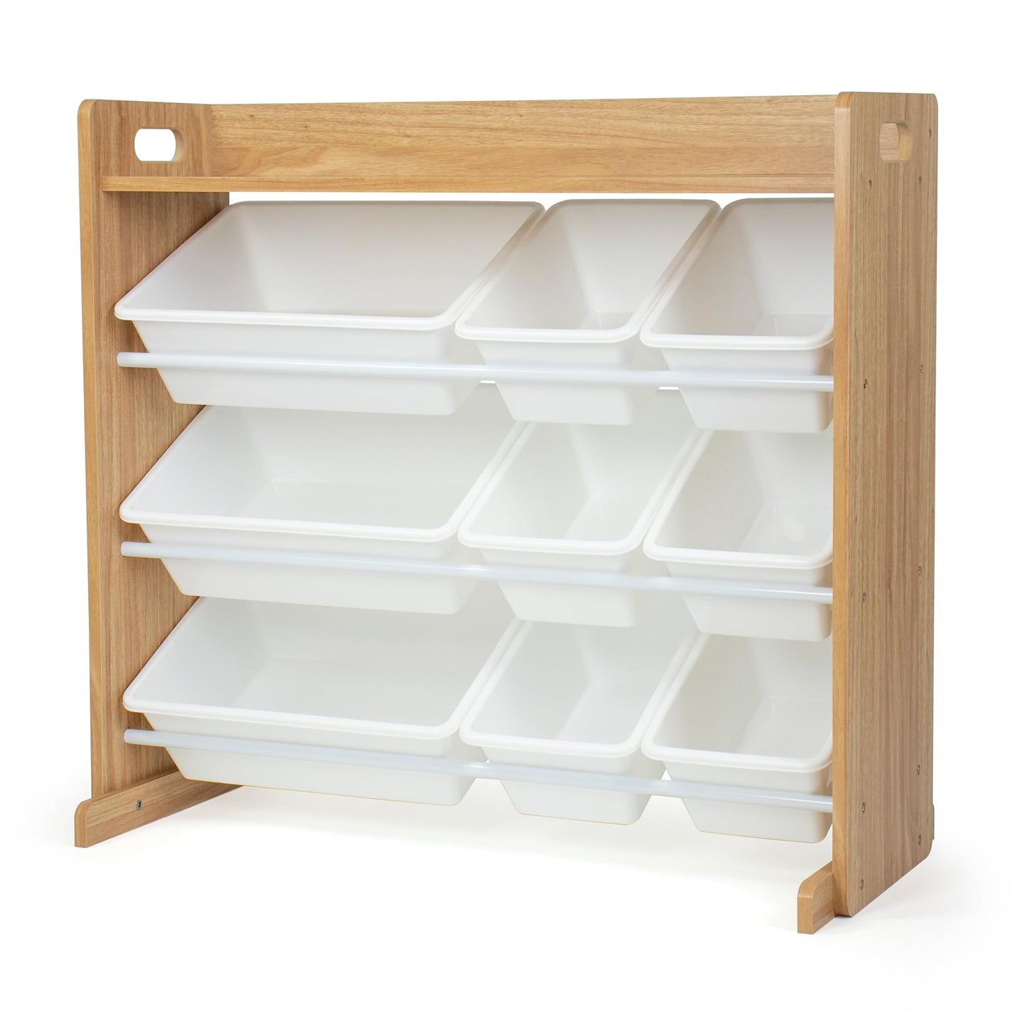 Humble Crew Toy Storage Organizer with Top Shelf and 9 Removable Bins, Natural/White – Toddler Bookshelf with Toy Organizer - Modern Toy Rack Ideal for Kids' Rooms, Playrooms, and Nurseries Humble Crew
