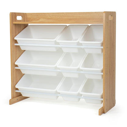 Humble Crew Toy Storage Organizer with Top Shelf and 9 Removable Bins, Natural/White – Toddler Bookshelf with Toy Organizer - Modern Toy Rack Ideal for Kids' Rooms, Playrooms, and Nurseries Humble Crew