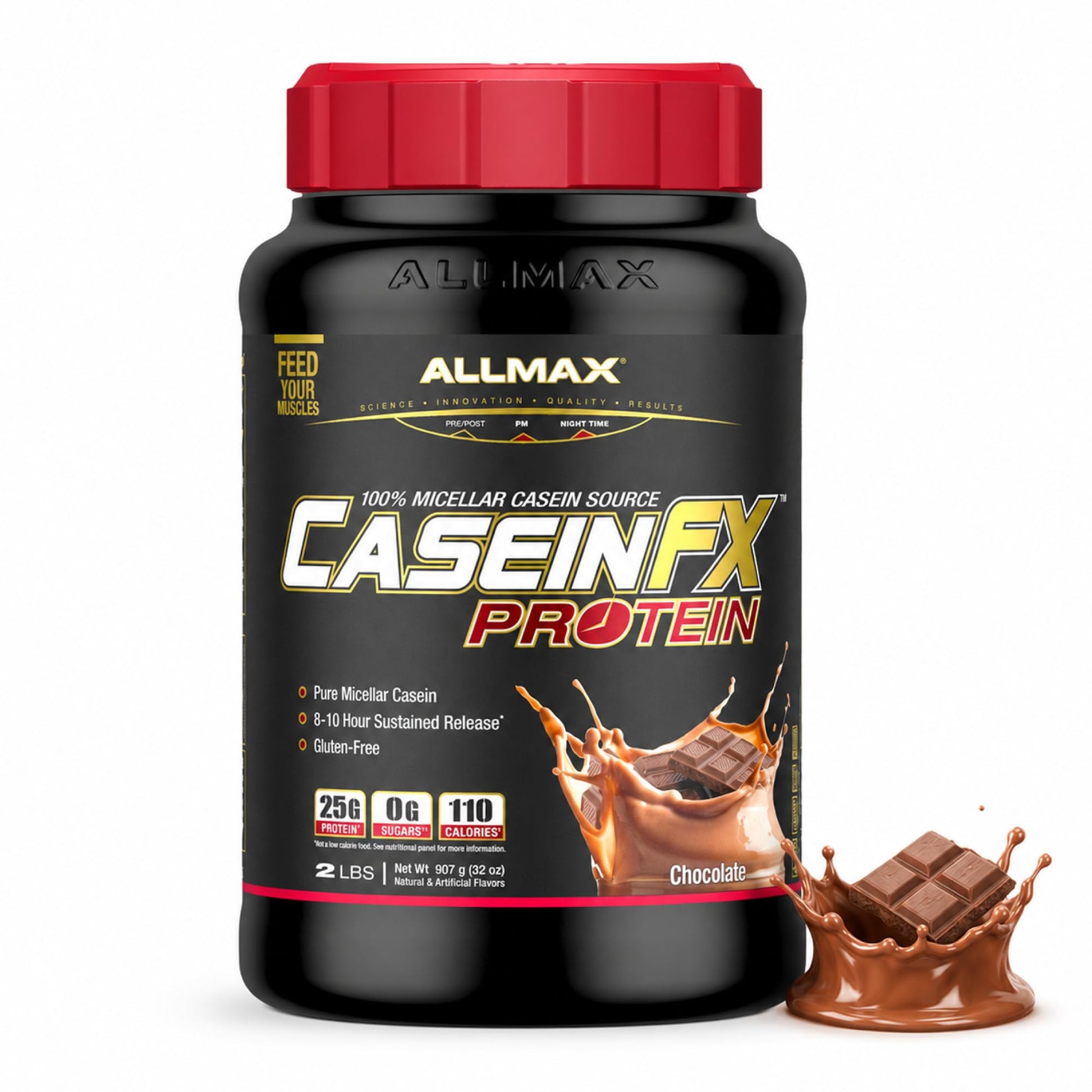 ALLMAX CASEIN-FX Casein Protein Powder, Chocolate, 2 lb, 27 Servings ALLMAX