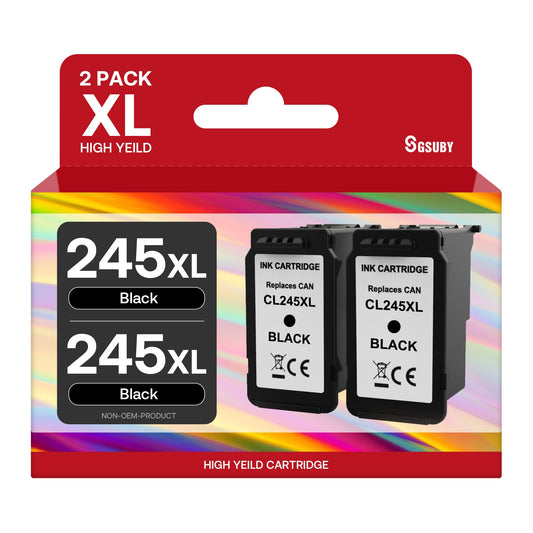 SGSUBY 245XL Black Ink Cartridge Replacement for Canon Ink 245XL PG-243 XL PG-245 XL Compatible with Canon Pixma MX490 MX492 TR4520 MG3022 MG2522 MG2920 MG2420 MG2520 TS3322 Remanufactured (2 Black) - Available at All In One Marketplace Canada
