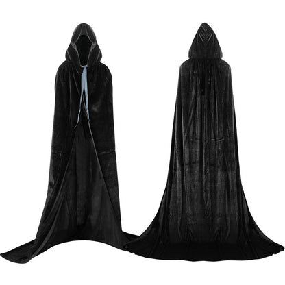 Proumhang Black Hooded Cloak Adult Long Cape Velvet Costume Halloween Carnival Christmas Cosplay 🍁 All In One Marketplace Canada