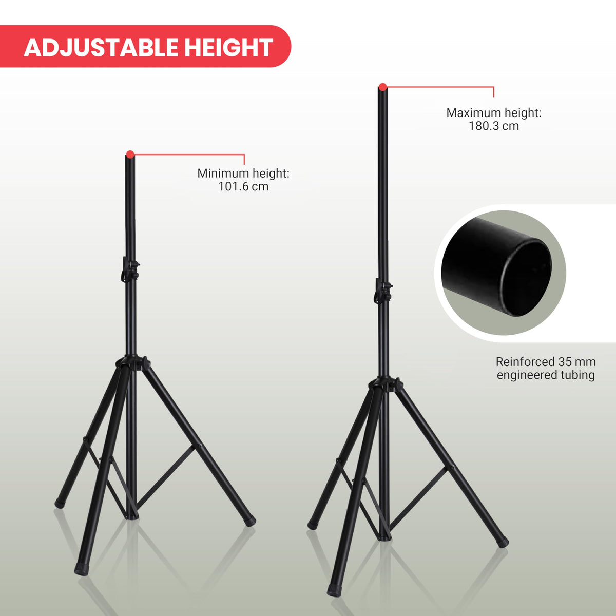 PYLE Speaker Stand - Dual Speaker Stands, Heavy Duty Metal Tripod Base, Adjustable Height 40’’- 71”, Weight Capacity 132lbs, w/Safety Pin & Storage Bag- Perfect for PA DJ, Studios & Performances.
