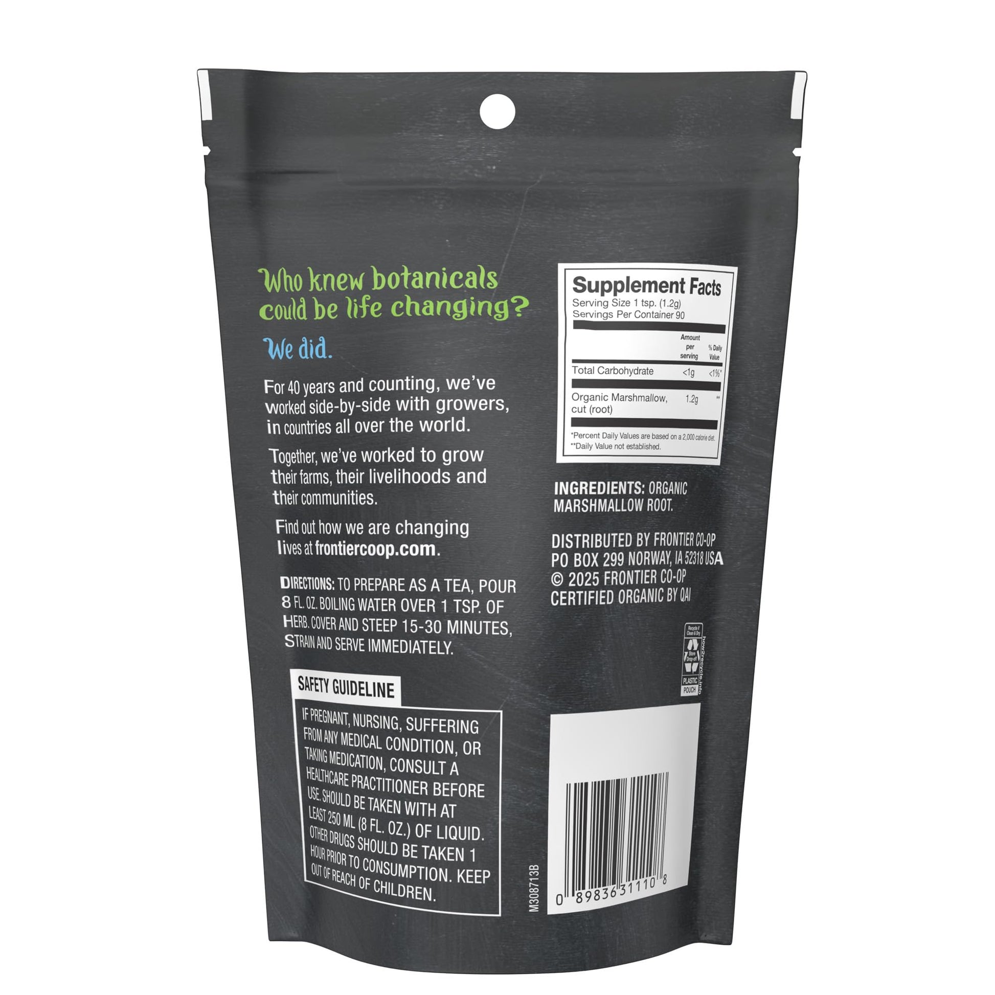 Frontier Co-op Organic Marshmallow Root - Cut & Sifted Herb for Tea, Powder & More - 3.81 oz