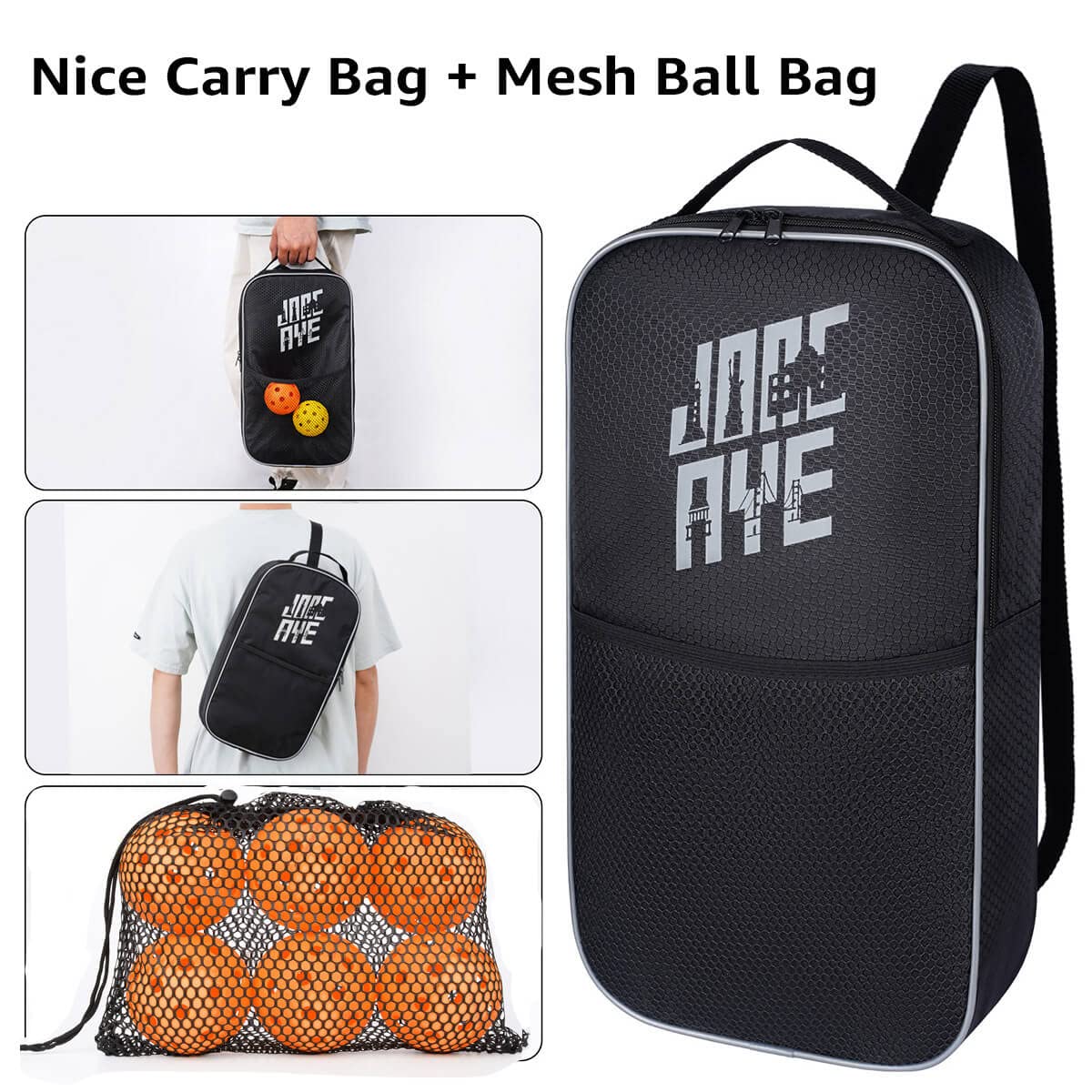 JoncAye Pickleball Paddles Set of 4 Rackets and Balls with Paddle Case, Lead Tape, Ball Bag, Carbon Fiber Pickle-Ball Raquette for Beginner | USAPA Approved Pickleball Equipment with Accessories