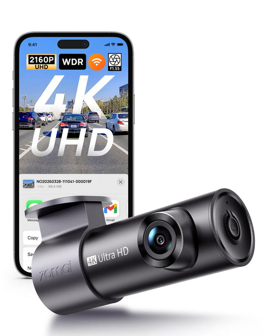 70mai 4K Front Dash Cam Built in WiFi, Smart Dash Camera for Cars, WDR, Night Vision, iOS/Android Mobile App, WDR, Night Vision, Loop Recording, Parking Monitor, Time-Lapse (M310 Plus 4K) (2160P) - Available at All In One Marketplace Canada