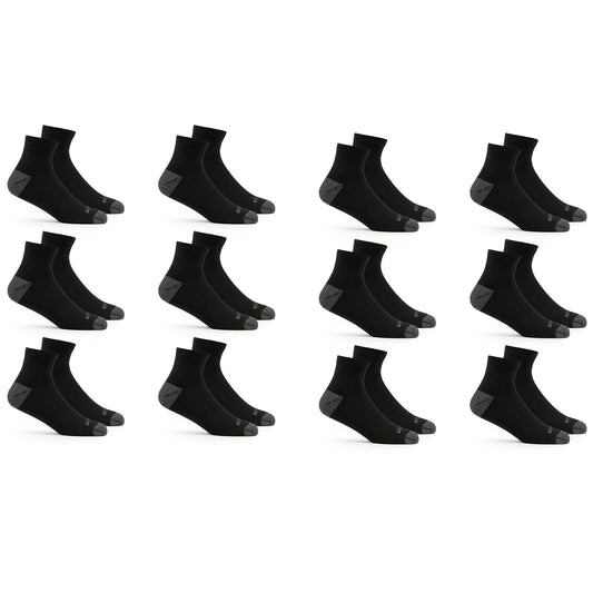Fruit of the Loom mens 12 Pair Pack Dual Defense Cushioned Casual Sock, Black, 6-12