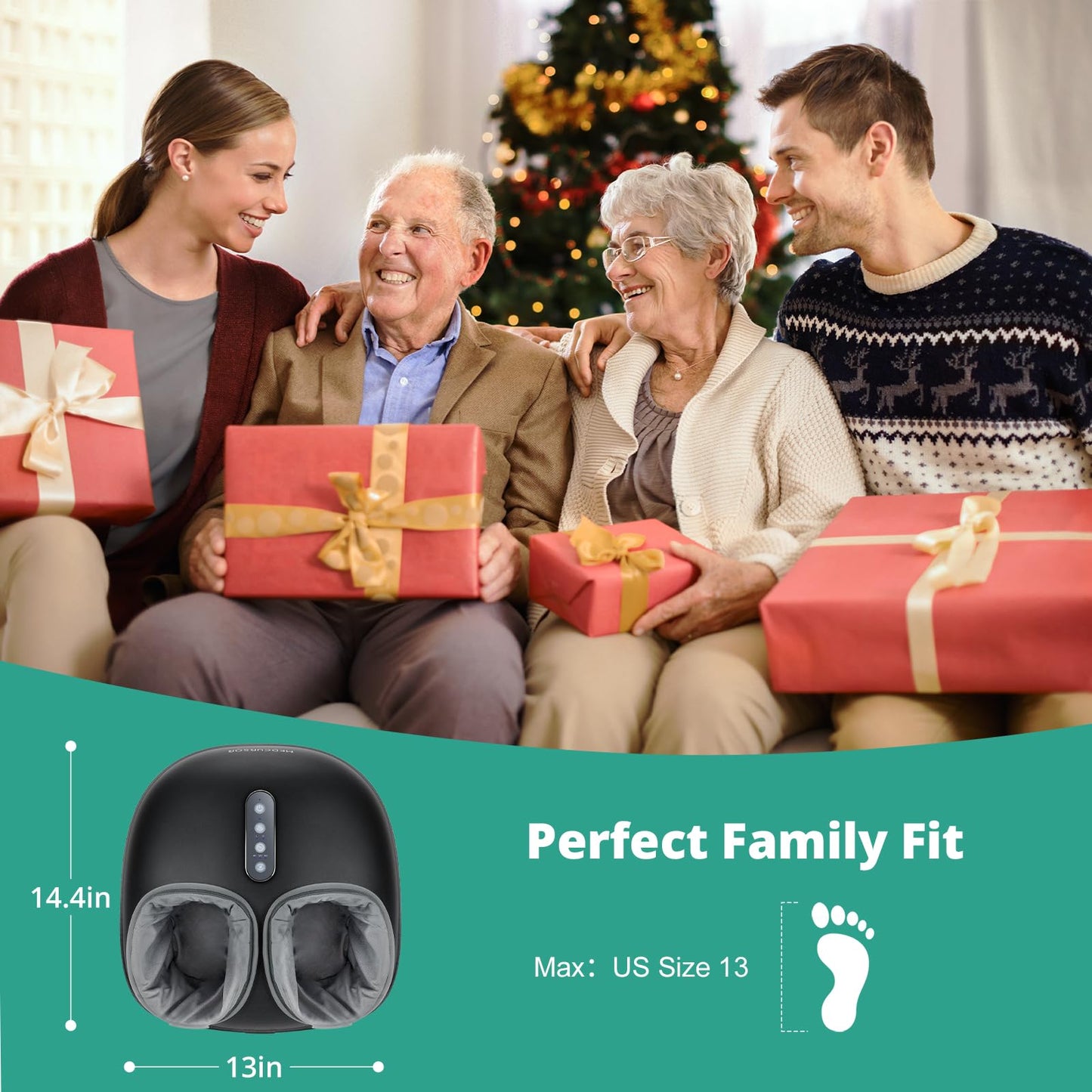 Medcursor Electric Shiatsu Foot Massager Machine with Soothing Heat, Deep Kneading for Foot Pain and Circulation, Multi-Level Settings & Air Compression, for Home or Office Use - Available at All In One Marketplace Canada