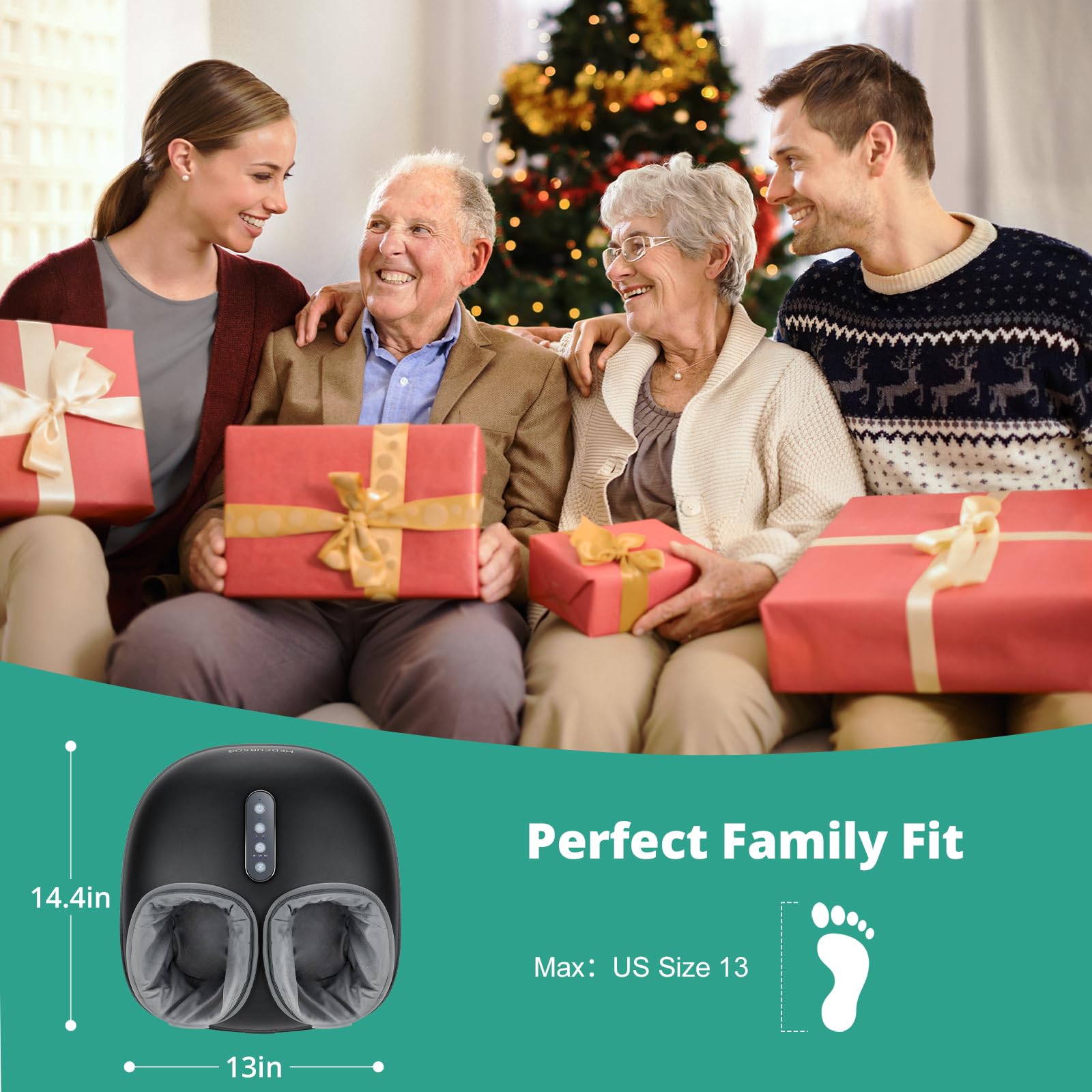 Medcursor Electric Shiatsu Foot Massager Machine with Soothing Heat, Deep Kneading for Foot Pain and Circulation, Multi-Level Settings & Air Compression, for Home or Office Use - Available at All In One Marketplace Canada