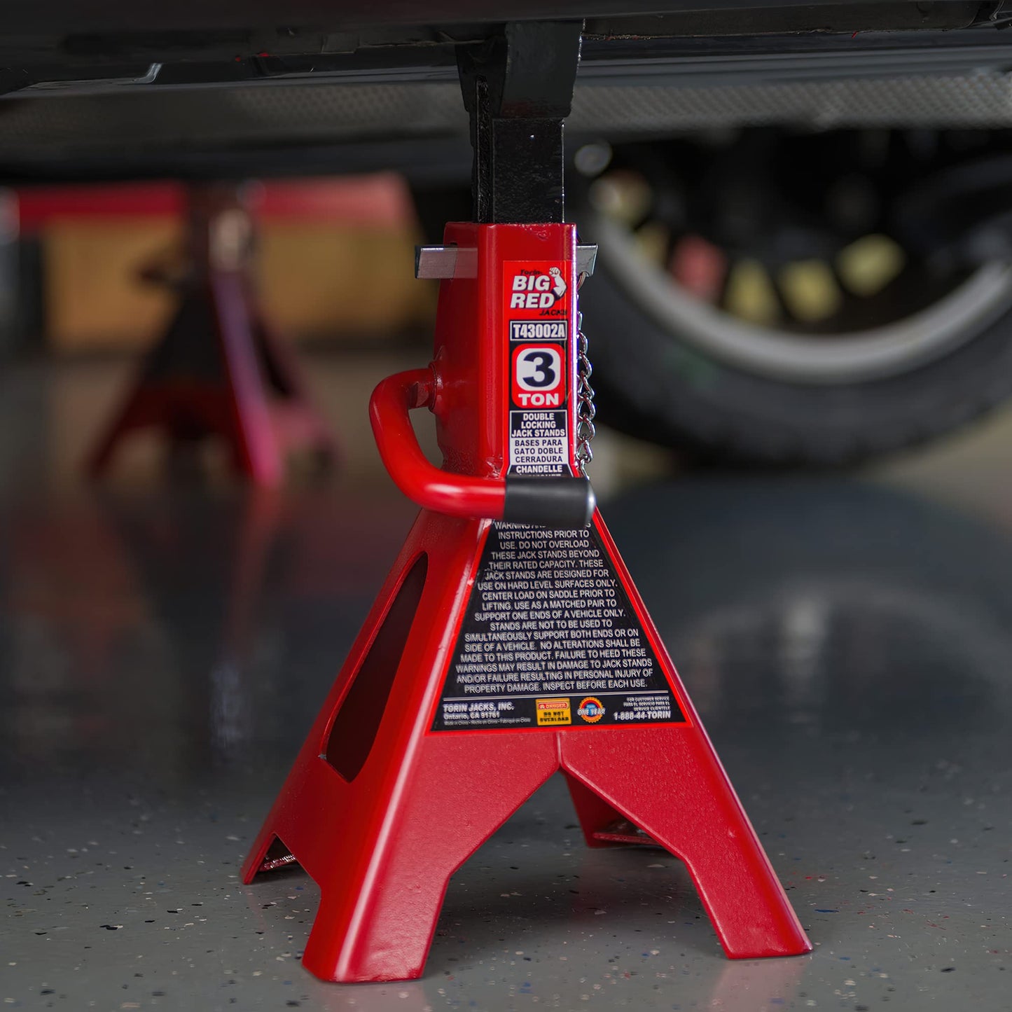 Torin T43002A Big Red Steel Jack Stands: Double Locking, 3 Ton Capacity, 1 Pair BIG RED