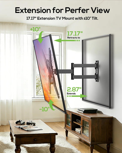 USX MOUNT Full Motion TV Wall Mount for 26-65 Inch TVs up to 77Lbs, Wall Mount TV Bracket, Single Stud Articulating TV Mount, Smooth Swivel Extension, Max VESA 400x400 mm, XMM919