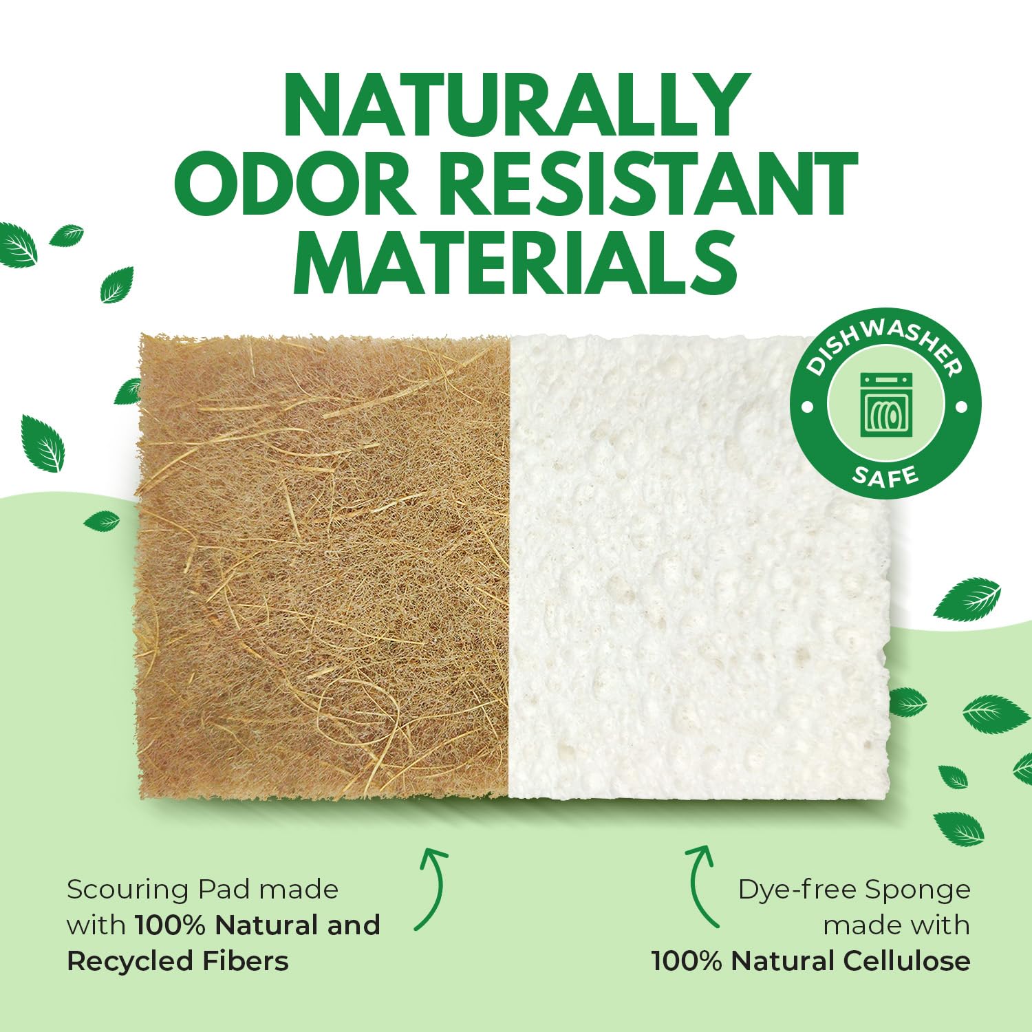 AIRNEX 10 Pack Biodegradable Natural Kitchen Sponges - Eco Friendly Cellulose and Coconut Dish Scrubbers - Odourless, Non Scratch, Dual Sided Multipurpose Sponges - Available at All In One Marketplace Canada